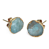 Gold Plate Aquamarine Studs - Afghanistan