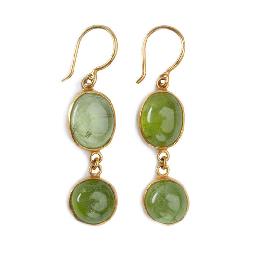 Gold Peridot Drop Earrings - Afghanistan